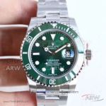 Replica VR Factory Rolex 116610LV Submariner Date 904L Stainless Steel Oyster Band Green Dial 40mm Watch